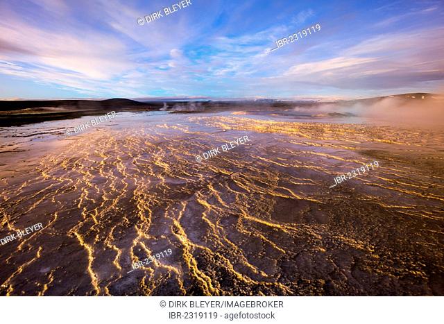 Sinter terraces, Hveravellir high-temperature or geothermal region, Highlands, Iceland, Europe