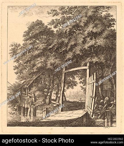A Rustic Gate beside a Lake, 1764. Creator: Salomon Gessner