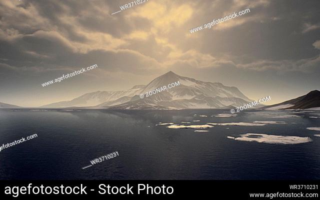 Mountains covered with ice in Antarctic landscape