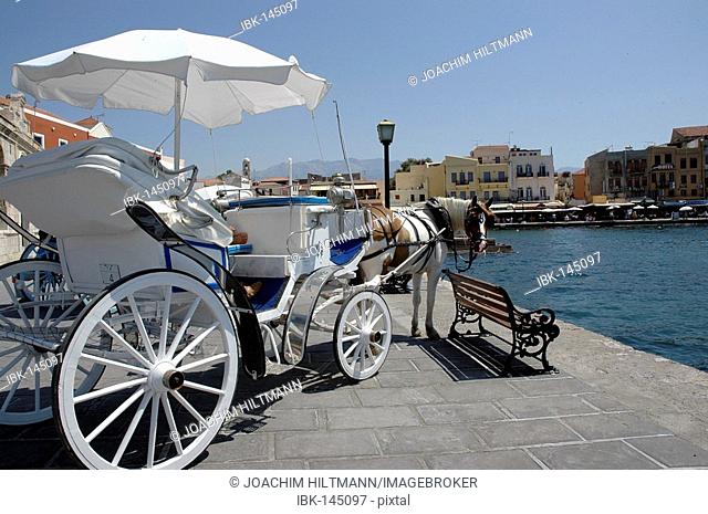 Horse-drawn coach in Chania, Crete, Greece