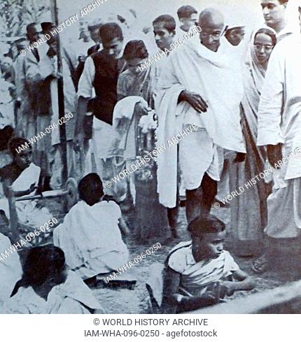 Mohandas Karamchand Gandhi visits Silk makers in Assam 1946. Gandhi (2 October 1869 – 30 January 1948), was the preeminent leader of the Indian independence...