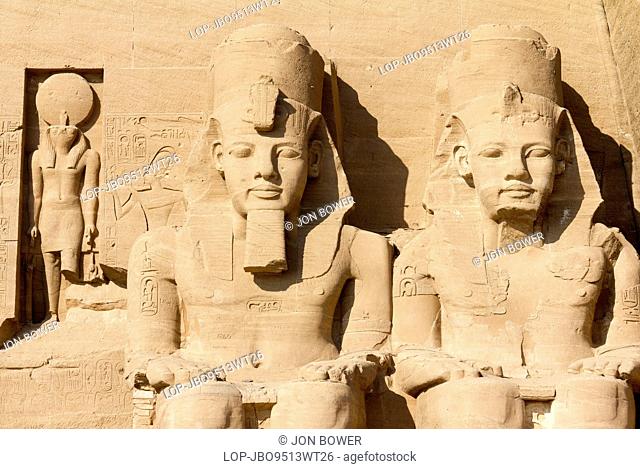 Egypt, Aswan, Abu Simbel Temples. Detail of the Great Temple at Abu Simbel