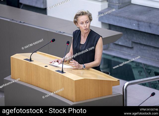 N-VA's Annick De Ridder pictured during a plenary session of the Flemish Parliament in Brussels, Wednesday 20 April 2022. BELGA PHOTO HATIM KAGHAT