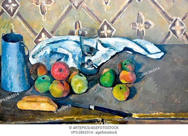 Paul Cézanne . Fruits, serviette et boite a lait. 1881 . Musée de l'Orangerie - Paris