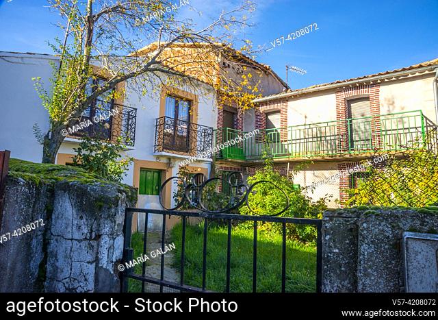 Facade of house. Cerezo de Arriba, Segovia province, Castilla Leon, Spain