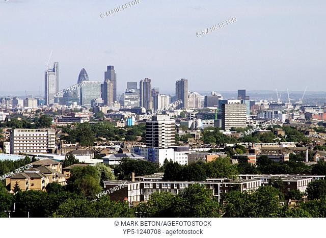 London city skyline view from Parliament Hill Hampstead Heath