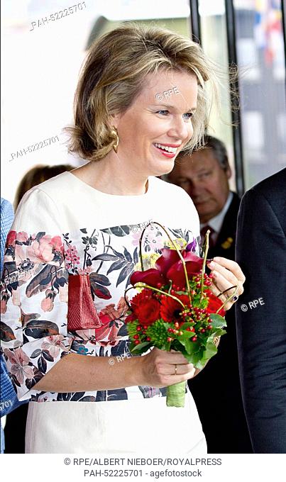 Antwerpen, 24-09-2014 HM Queen Mathilde HM King Filip and HM Queen Mathilde visit the exhibition Holy Books, Holy Places in the Museum Aan de Stroom (MAS) in...