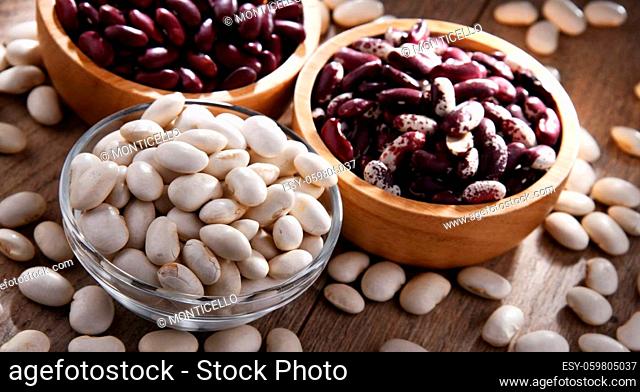 Composition with dried beans on the table