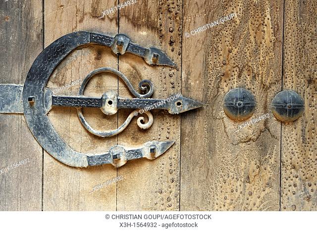 ornamental hinge on a door, ruins of the former Moulay Ismail Royal Stables Meknes, Morocco, North Africa