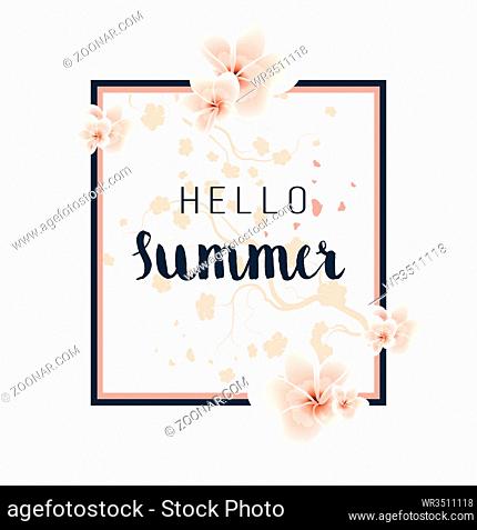 Abstract Summer Floral Design Frame With Text