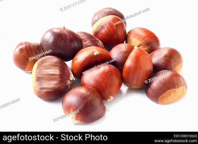 A Pile Of Chestnuts Isolated On White