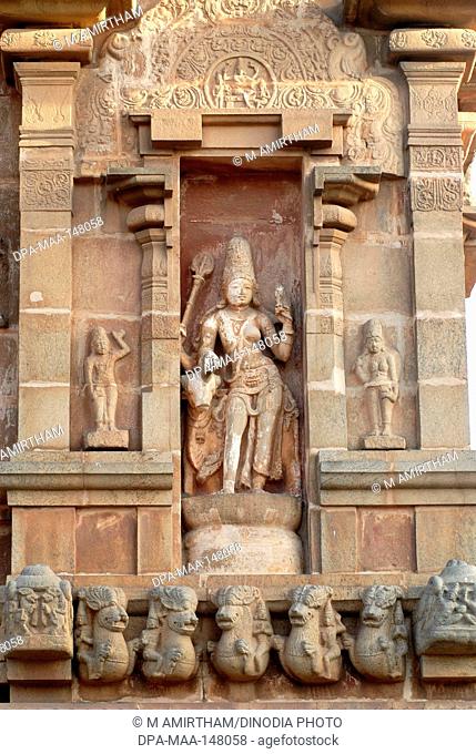 Rishaba Ardhanari sculpture on the exterior wall of Brihadishvara temple is 10th century Chola temple UNESCO World Heritage site ; Thanjavur ; Tamil Nadu ;...