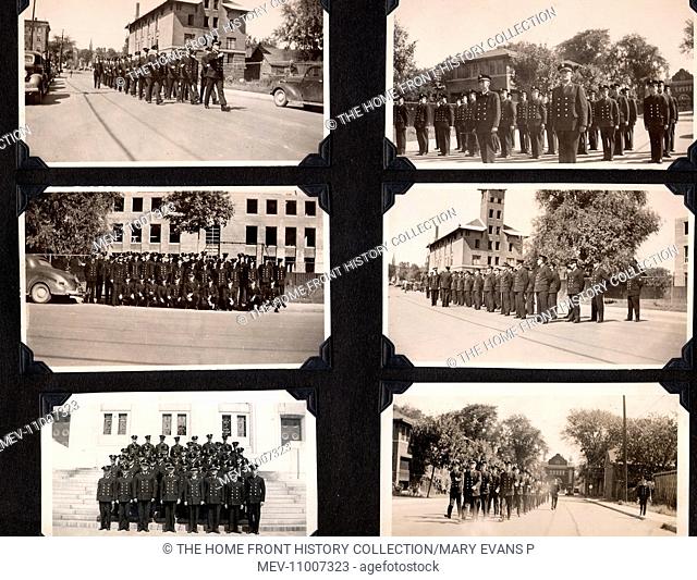 Just before leaving Canada, one of the contingent’s parades in Ottawa, 6 polyphots showing various members of the Corps. The Corps of Canadian Fire-fighters...