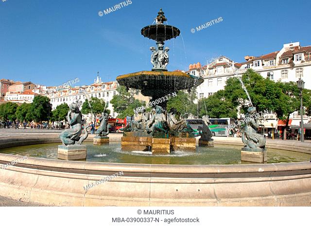Portugal, Lisbon, town, monument, Rossio, Praça de cathedral Pedro IV, fountain