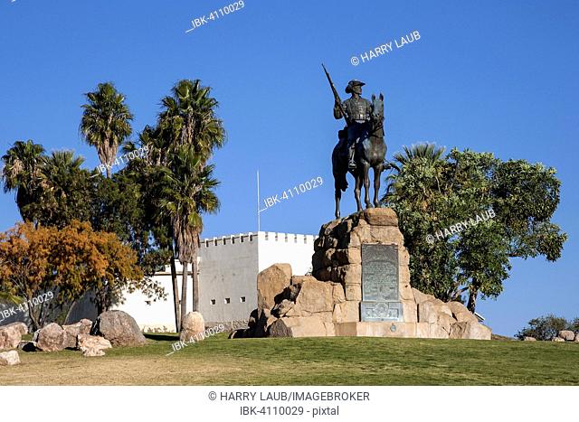Equestrian statue in front of the Alte Feste or Old Fortress, Windhoek, Namibia