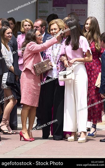 Queen Letizia of Spain, The former Queen Sofia, Paloma Rocasolano, Crown Princess Leonor, Princess Sofia leave after the confirmation of Princess Sofia at...