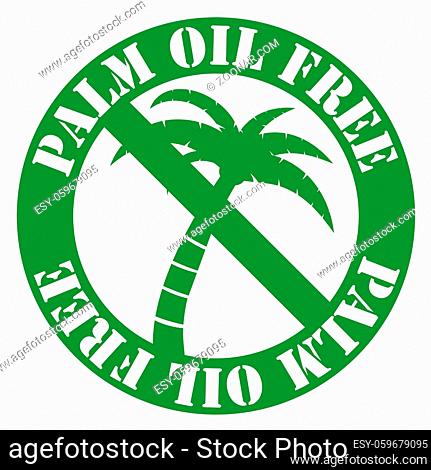 round green palm oil free label with palm tree vector illustration