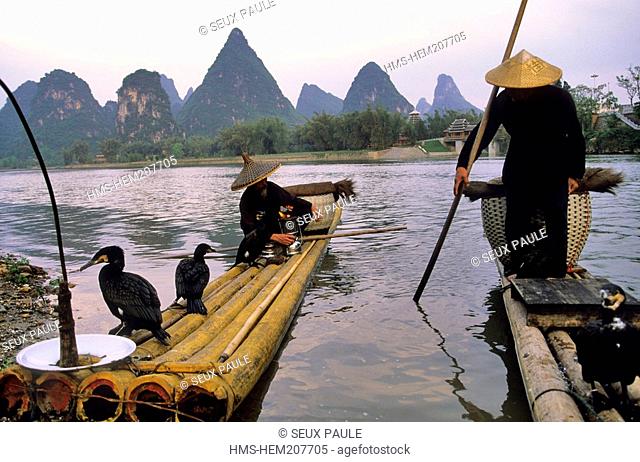 China, Guangxi province, cormorant fishermen
