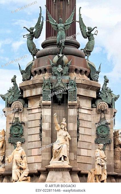 Pedestal of Columbus Monument in Barcelona