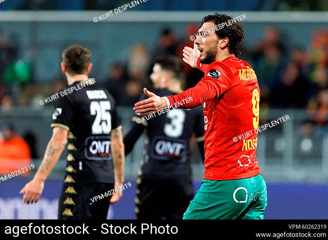 Oostende's Fraser Hornby looks dejected during a soccer match between KV Oostende and Sporting Club Charleroi, Saturday 18 February 2023 in Oostende