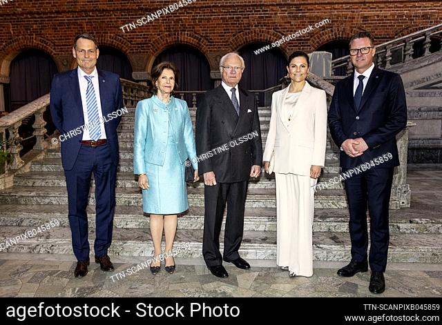 Queen Silvia, King Carl Gustaf and Crown Princess Victoria attend a party for the Swedish Olympians from the Olympic Games in Tokyo and Beijing at Stockholm...
