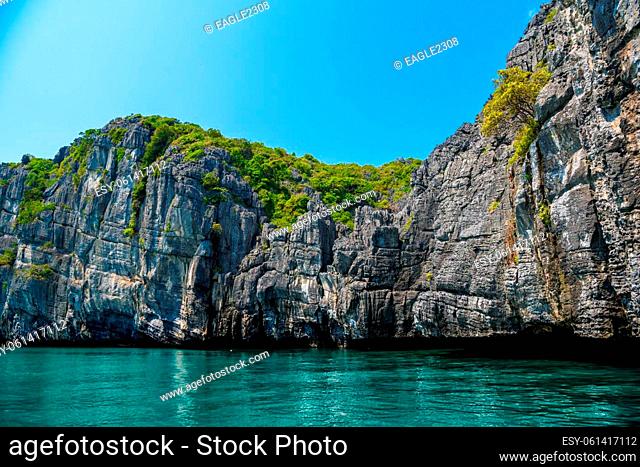 Mu Ko Ang Thong National Park, Gulf of Thailand, Siam, colorful rocky islands with clear water in sunny day