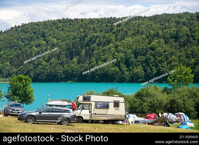 campsite at Lac de Narlay, Jura, France