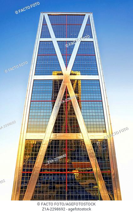 The Gate of Europe towers, also known as KIO Towers, twin office buildings in Madrid, Spain