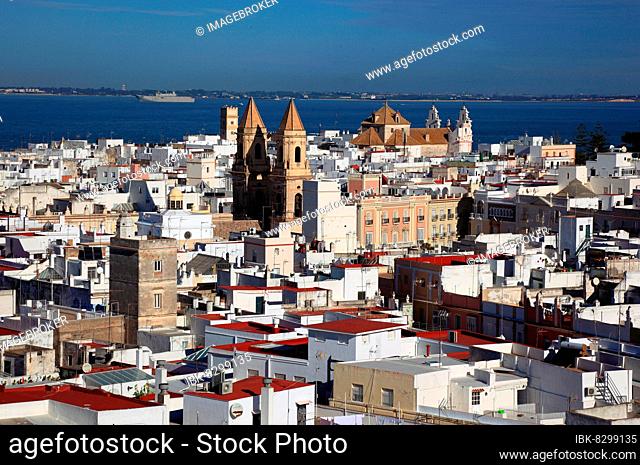 City of Cadiz, view from Torre Tavira to the old town, Andalusia, Spain, Europe
