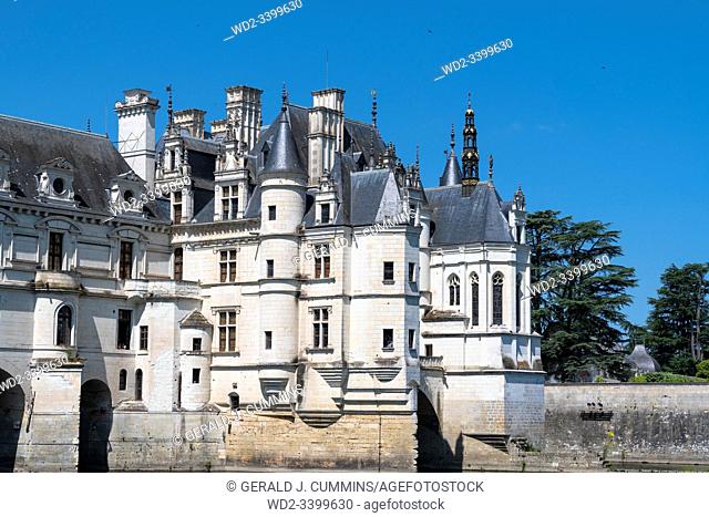 Europe France Chenonceaux : 2019-07 The castle of Chenonceau is a structure spanning the River Cher, near the small village of Chenonceaux in the Indre-et-Loire...