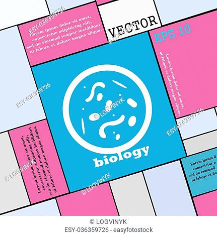 bacteria and virus disease, biology cell under microscope icon sign. Modern flat style for your design. Vector illustration