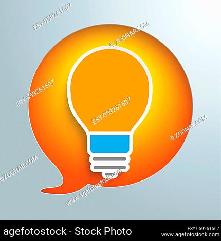 Speech bubble hole with white bulb on the gray background. Eps 10 vector file