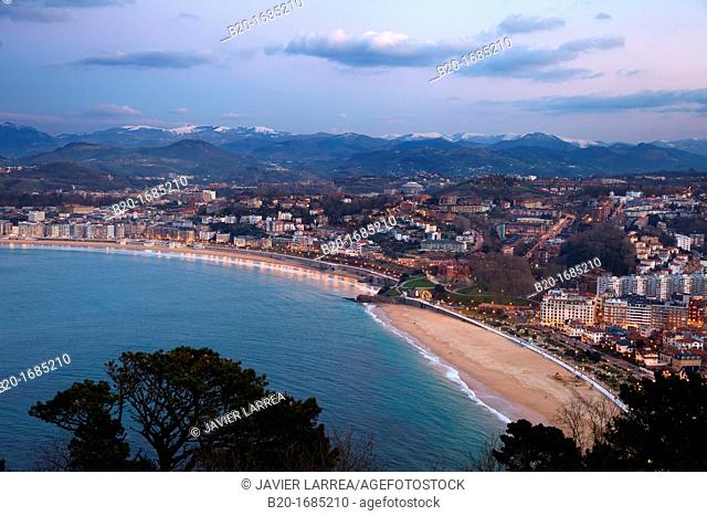 La Concha Bay, View from Mount Igeldo, Donostia, San Sebastian, Gipuzkoa, Basque Country, Spain
