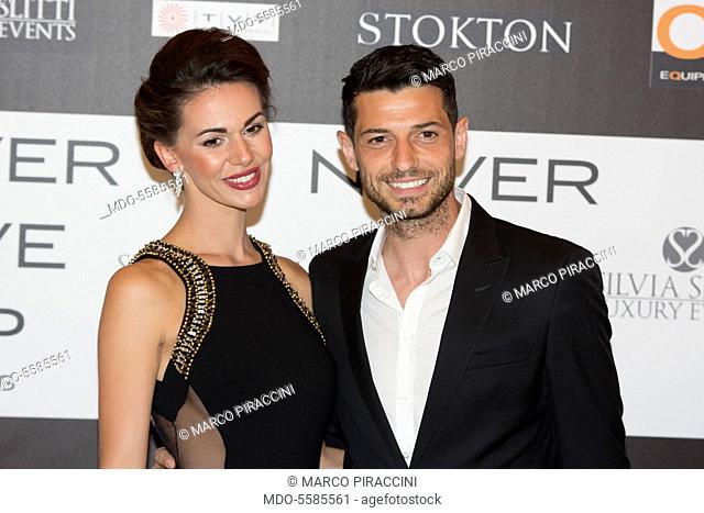 The football player Blerim Dzemaili and his wife Erjona Sulejmani attending the charity gala Never Give Up at The Milan Westin Palace. Milan, Italy