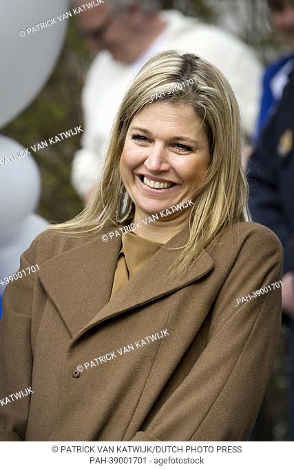 Crown Princess Maxima of The Netherlands visits the Show Band Hoorn in Hoorn, The Netherlands, 23 April 2013. The youngest members of the band, Young Hoorn