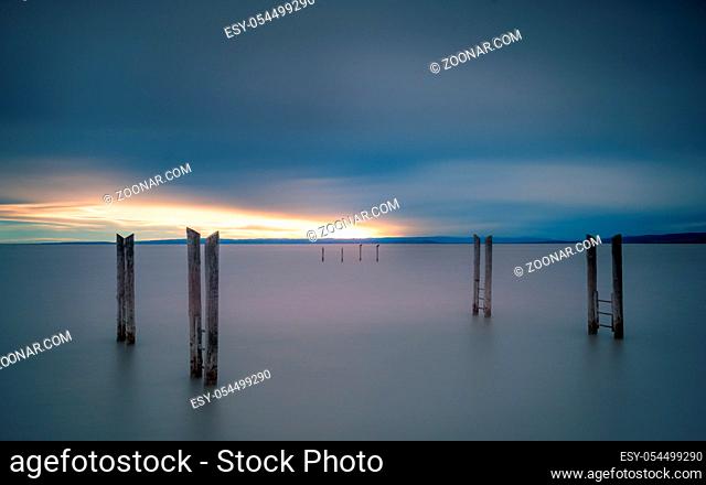 Sunset at lake neusiedlersee in burgenland