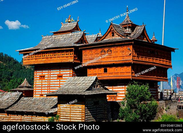 Bhimakali Temple dedicated to the mother goddess Bhimakali, Sarahan, Kinnaur, Himachal Pradesh, India. Traditional architecture of Himachal Pradesh - layers of...