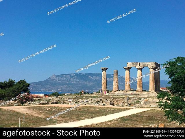 FILED - 05 June 2017, Greece, Korinth: Temple of Apollo in Corinth. According to the myth by Euripides, Medea killed her two children in the Greek city as...