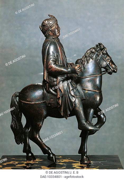 Bronze statuette of Charlemagne (Aachen 742-814), King of the Franks and Lombards and Emperor of the Holy Roman Empire.  Paris, Musée Du Louvre