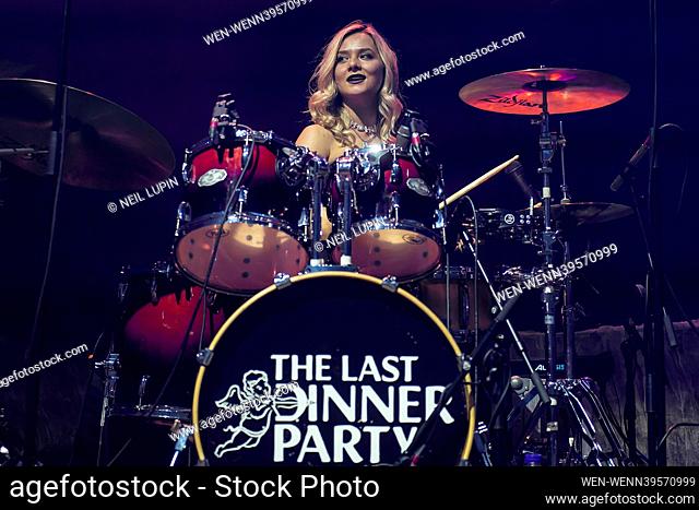 BIRMINGHAM, ENGLAND: The Last Dinner Party perform on stage at the Birmingham Resorts World Arena. Featuring: Rebekah Rayner Where: Birmingham