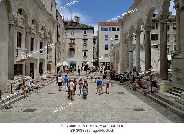 Peristyle, rectangular courtyard, in front of the Cathedral of Saint Domnius, also Saint Dujam or Saint Duje, 10th century, Split, Split-Dalmatia County