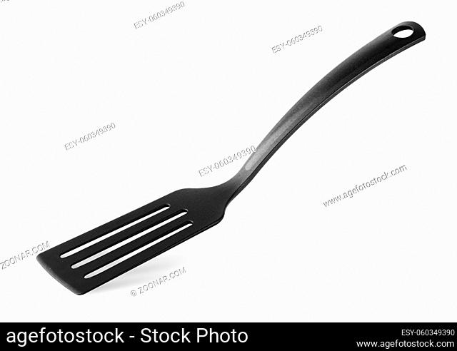 Kitchen black spatula isolated on white background