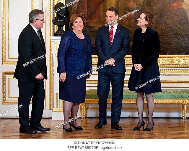3. 06. 2014 Warsaw, Poland. Pictured: Radoslaw Sikorski with his wife Anne Applebaum, President Bronislaw Komorowski with the First Lady Anna
