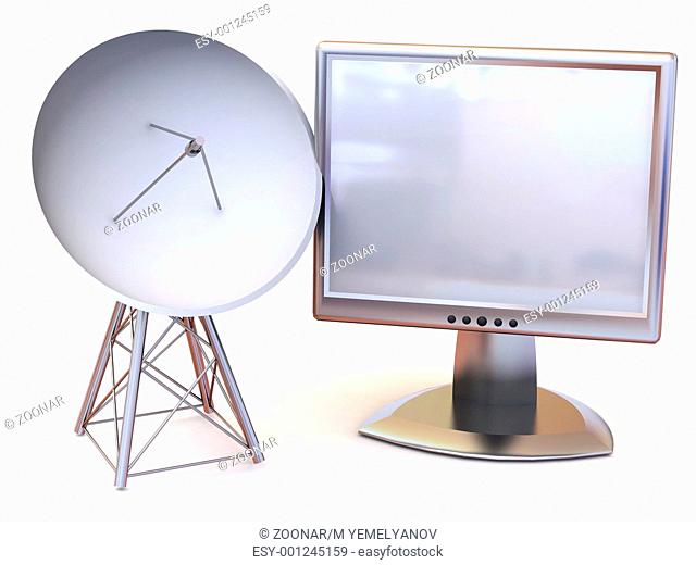 Satellite with monitor. 3d