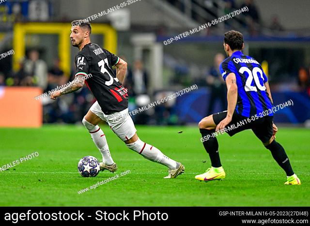 Milano, Italy. 16th, May 2023. Rade Krunic (33) of AC Milan seen during the UEFA Champions League match between Inter and AC Milan at Giuseppe Meazza in Milano