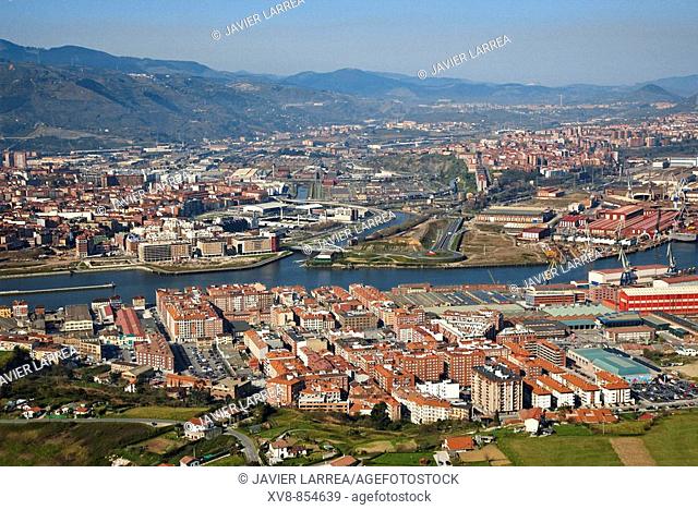 Altzaga, with Barakaldo and Sestao in background, Bilbao, Biscay, Basque country, Spain