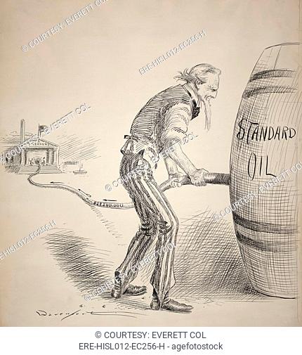 Homer Davenport cartoon celebrating the $29, 240, 000 fine levied against Standard Oil Company of Indiana for accepting illegal rebates. August 1907