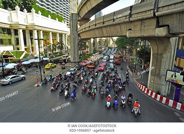 traffic near Siam Square, Bangkok, Thailand