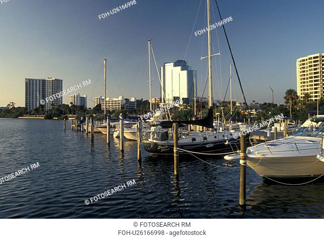 marina, Sarasota, FL, Gulf of Mexico, Florida, Boats docked at a marina in the harbor in Sarasota