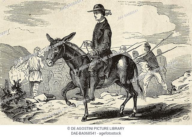 Volunteer chaplain following the Garibaldines, Italy, Expedition of the Thousand, illustration from L'Illustration, Journal Universel, No 918, Volume 36